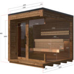 Sauna Arlen Premiumin mittapiirros, ulkomitat 2260 × 2650 × 2400 mm
